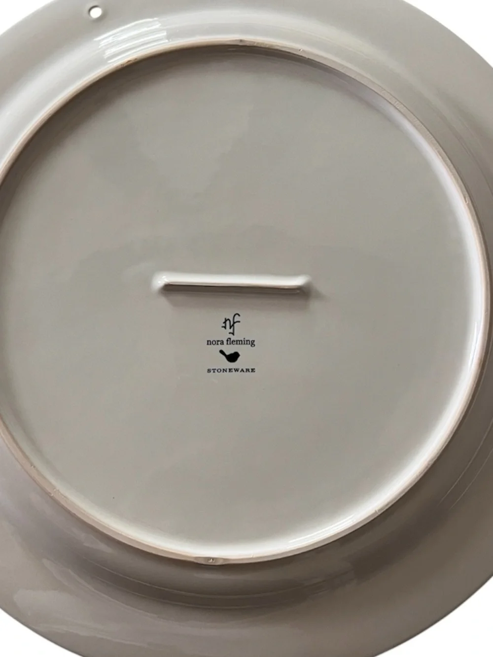 Nora Fleming Retired Round Platter in White Pearl Dot 15”